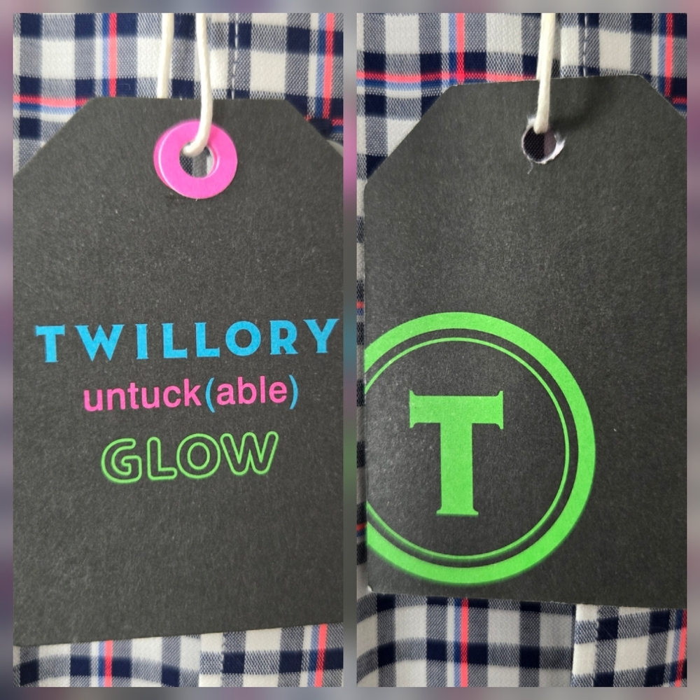 Twillory Untuckable Glow Button-Down Shirt Tailored Fit Plaid Check‎ - Picture 13 of 13